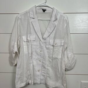J. Crew White linen Button-Down Shirt